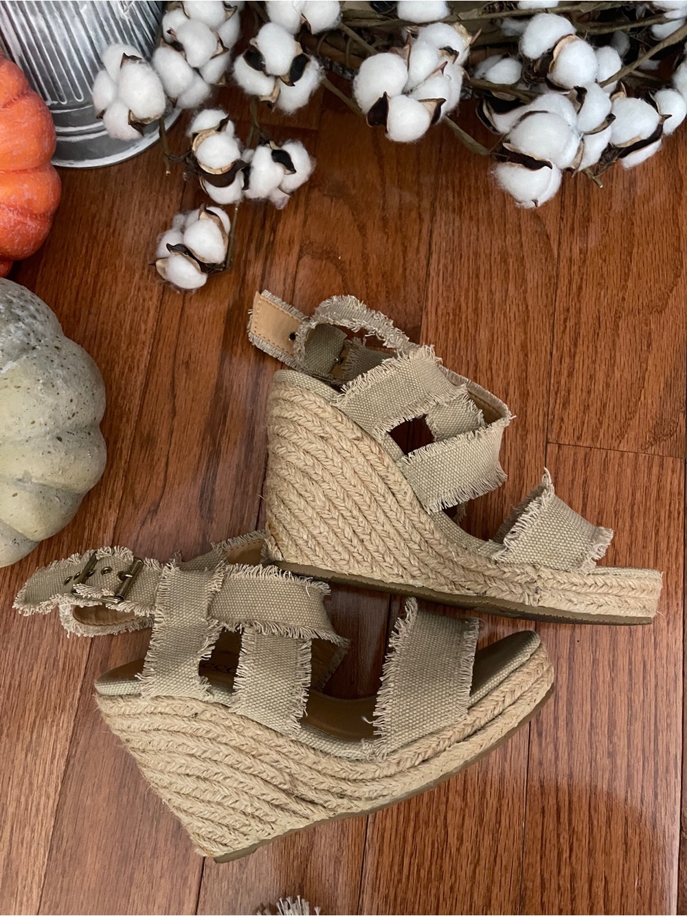 Bucco Women's Espadrille Natural Jute Wedge Sandals Size 5.5